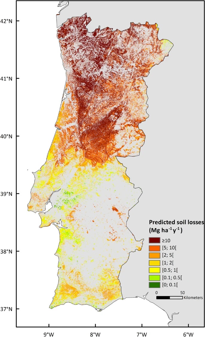 Mapa de risco de erosão após incêndio para elevada severidade