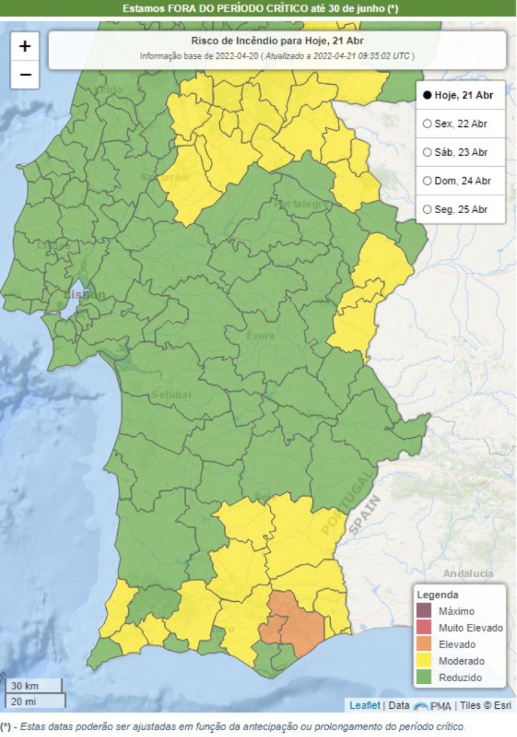 Alentejo com risco Moderado de Incêndio