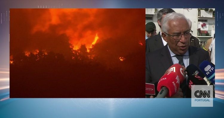 "O incêndio só ocorre se uma mão humana, voluntariamente ou por distração, o tiver provocado". António Costa verifica operações e meios de combate em Coimbra, Lousã e Viseu