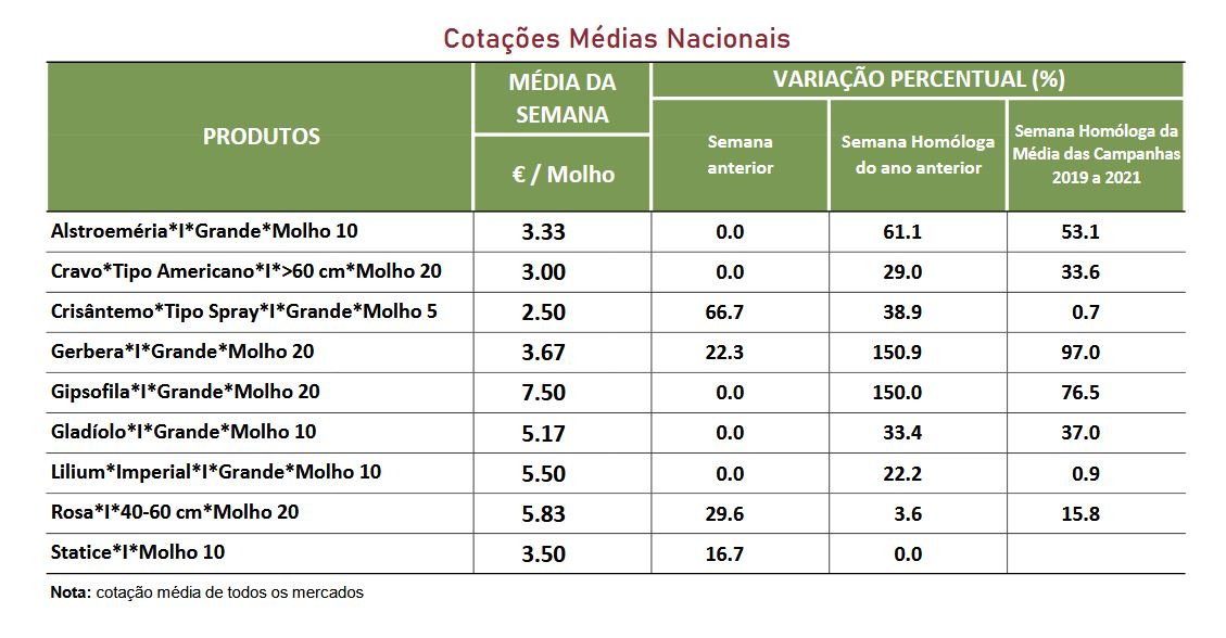 Cotaçoes flores