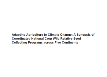 Adapting Agriculture to Climate Change