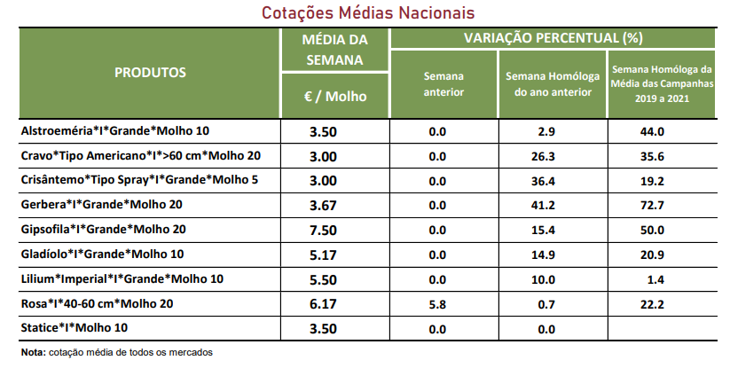 cotações Flores